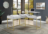 Freiburg Antique White Corner Desk from Furniture of America - Luna Furniture