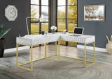 Freiburg Antique White Corner Desk from Furniture of America - Luna Furniture
