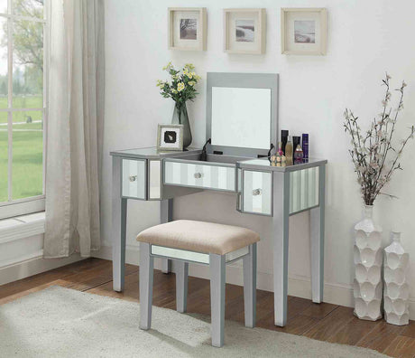 Joyce Silver Vanity with Stool from Furniture of America - Luna Furniture