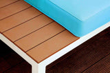 Winona White/Oak/Blue Patio Sectional w/ Ottoman from Furniture of America - Luna Furniture