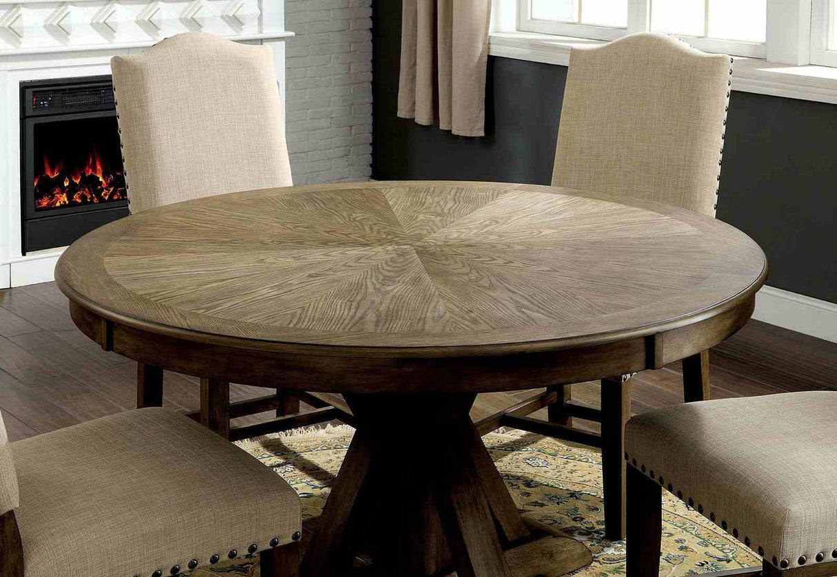Julia Light Oak/Beige 5-Piece Dining Room Set from Furniture of America - Luna Furniture