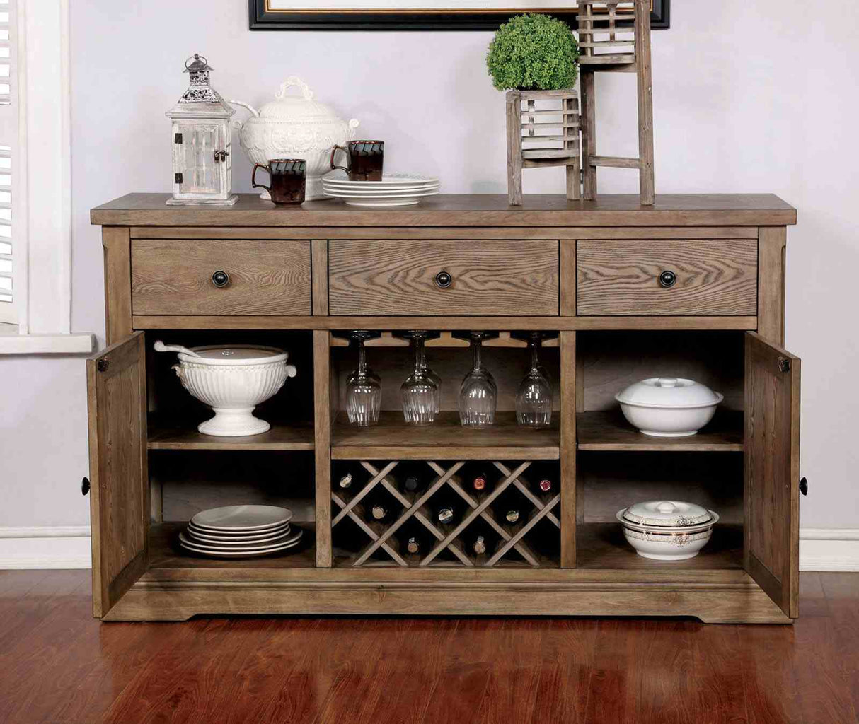 Julia Light Oak Server from Furniture of America - Luna Furniture