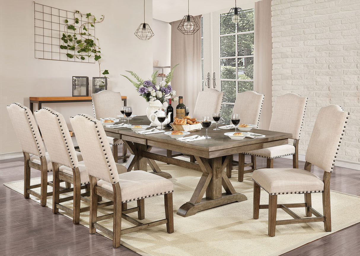 Julia Light Oak/Beige 5-Piece Dining Room Set from Furniture of America - Luna Furniture