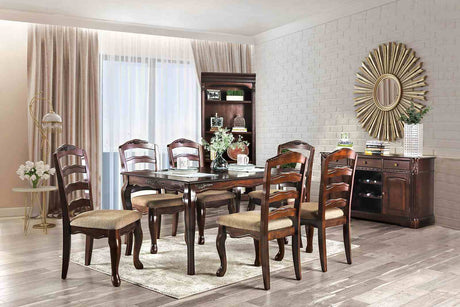 Townsville Dark Walnut 7-Piece Dining Room Set from Furniture of America - Luna Furniture