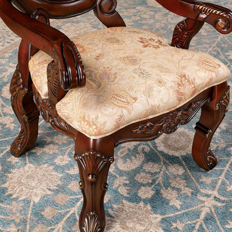 Normandy Brown Cherry/Tan Arm Chair from Furniture of America - Luna Furniture