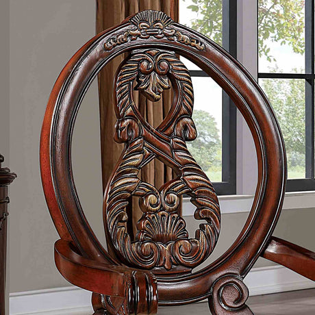 Normandy Brown Cherry/Tan Arm Chair from Furniture of America - Luna Furniture
