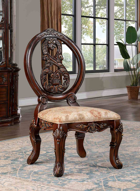 Normandy Brown Cherry/Tan Side Chair from Furniture of America - Luna Furniture