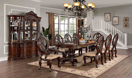Normandy Brown Cherry/Tan Arm Chair from Furniture of America - Luna Furniture