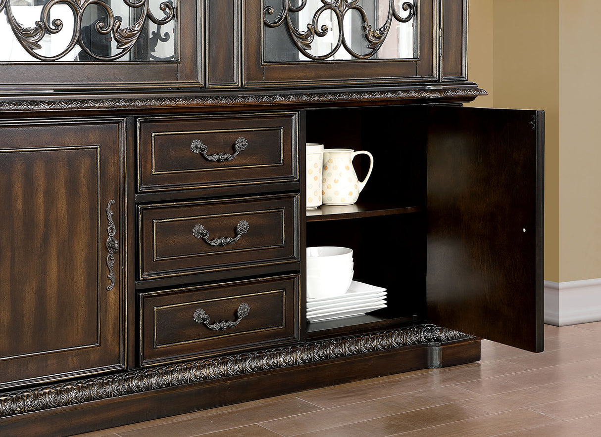 Lombardy Walnut Hutch & Buffet from Furniture of America - Luna Furniture