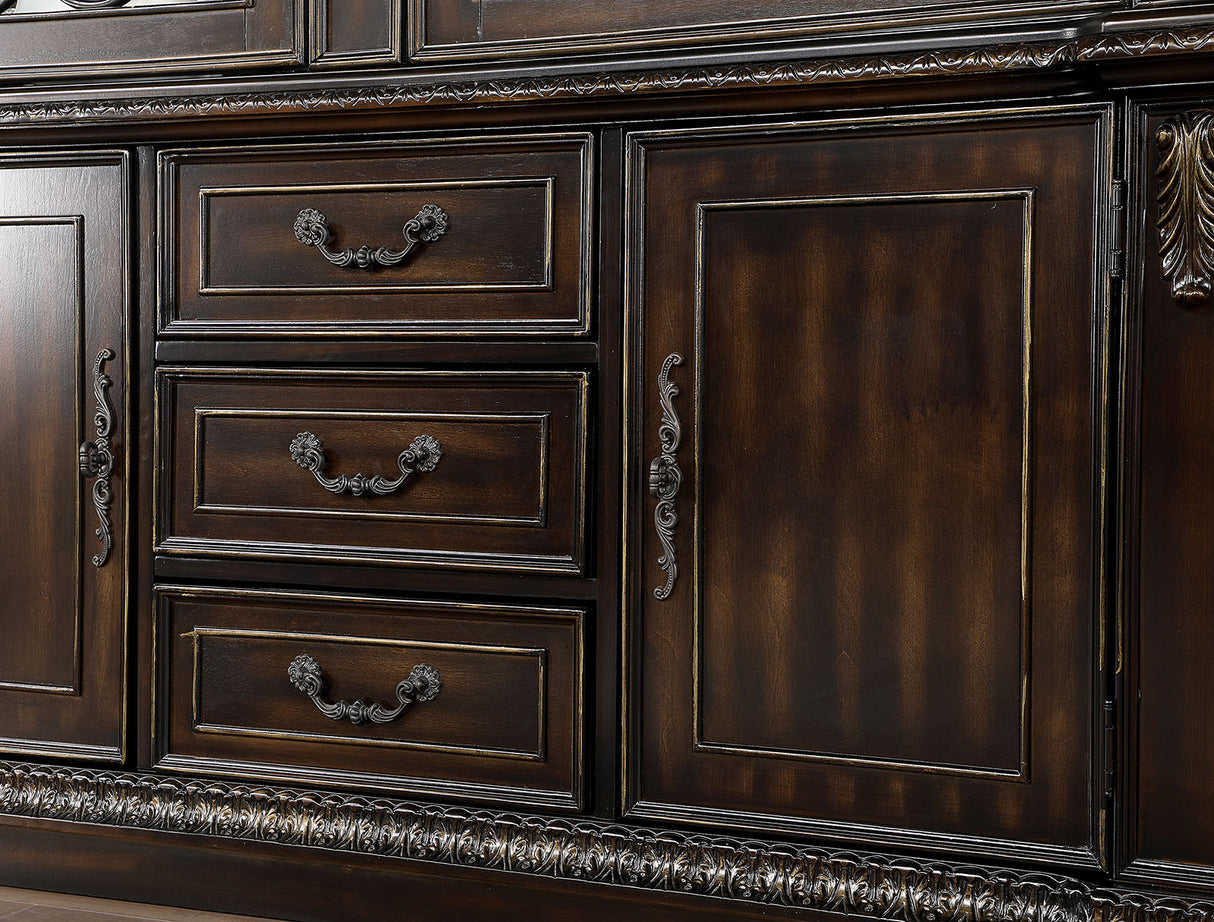 Lombardy Walnut Hutch & Buffet from Furniture of America - Luna Furniture