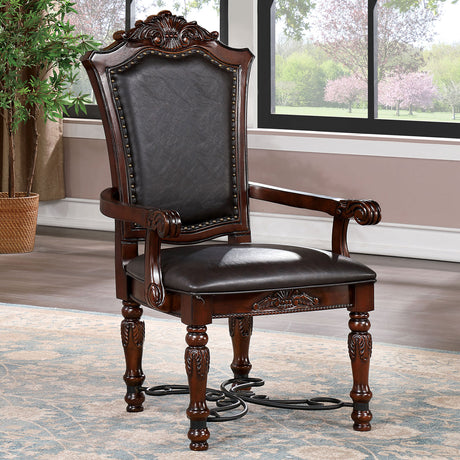 Picardy Brown Cherry/Black Arm Chair from Furniture of America - Luna Furniture