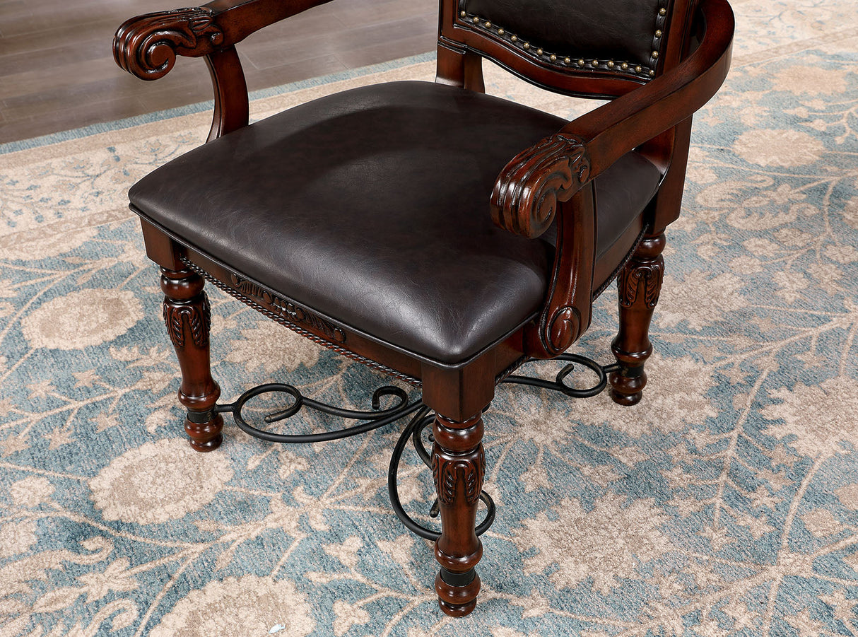 Picardy Brown Cherry/Black Arm Chair from Furniture of America - Luna Furniture