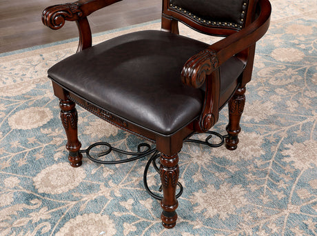 Picardy Brown Cherry/Black Arm Chair from Furniture of America - Luna Furniture