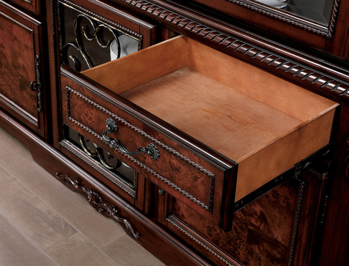 Picardy Brown Cherry Hutch & Buffet from Furniture of America - Luna Furniture
