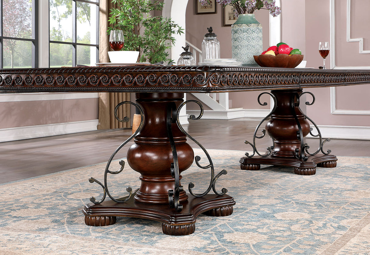 Picardy Brown Cherry 7 Pc Dining Table Set from Furniture of America - Luna Furniture