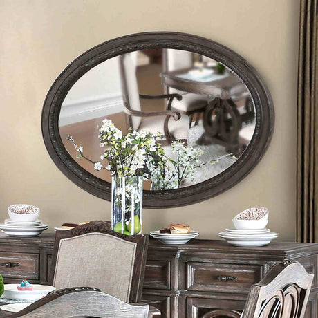 Arcadia Rustic Natural Tone/Ivory 7-Piece Round Dining Table Set from Furniture of America - Luna Furniture