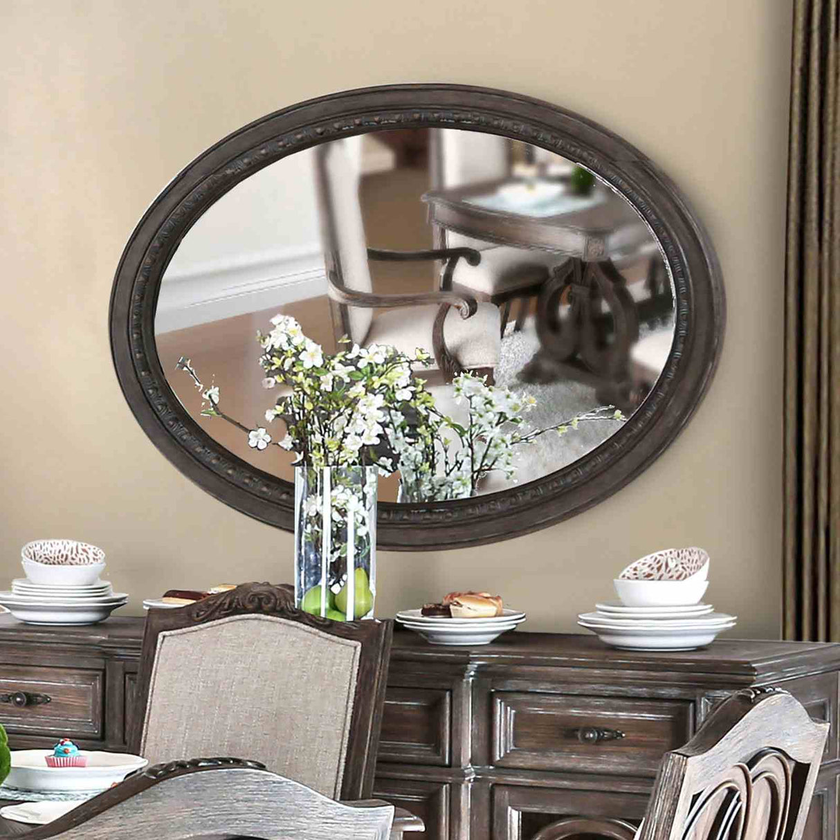 Arcadia Rustic Natural Tone/Ivory Round Dining Table from Furniture of America - Luna Furniture