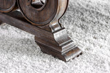 Arcadia Rustic dining table foot, carved wood pedestal base detail, close-up