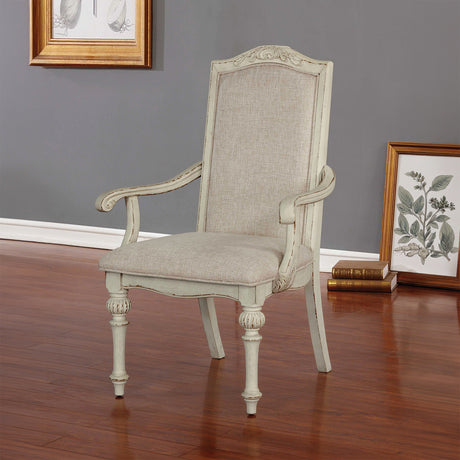 Arcadia Antique White 7-Piece Traditional Dining Room Set with 18" Expandable Leaf (Table & 6 Chairs) from Furniture of America - Luna Furniture