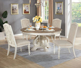 Arcadia Antique White/Ivory 5 Pc Round Dining Table Set from Furniture of America - Luna Furniture