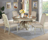 Arcadia Antique White/Ivory 5-Piece Round Dining Table Set from Furniture of America - Luna Furniture