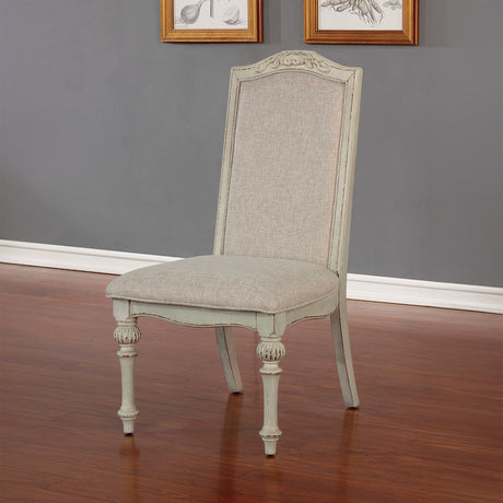 Arcadia Antique White Side Chair from Furniture of America - Luna Furniture