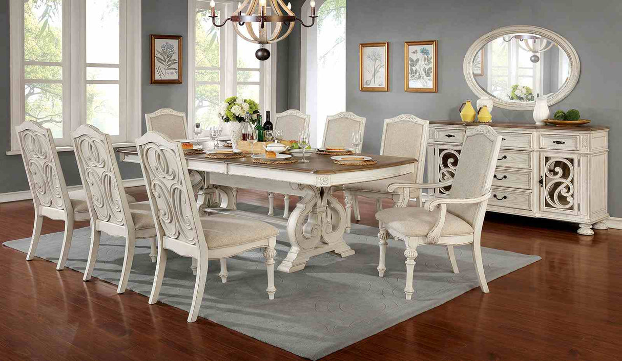 Arcadia Antique White Extendable Dining Table from Furniture of America - Luna Furniture