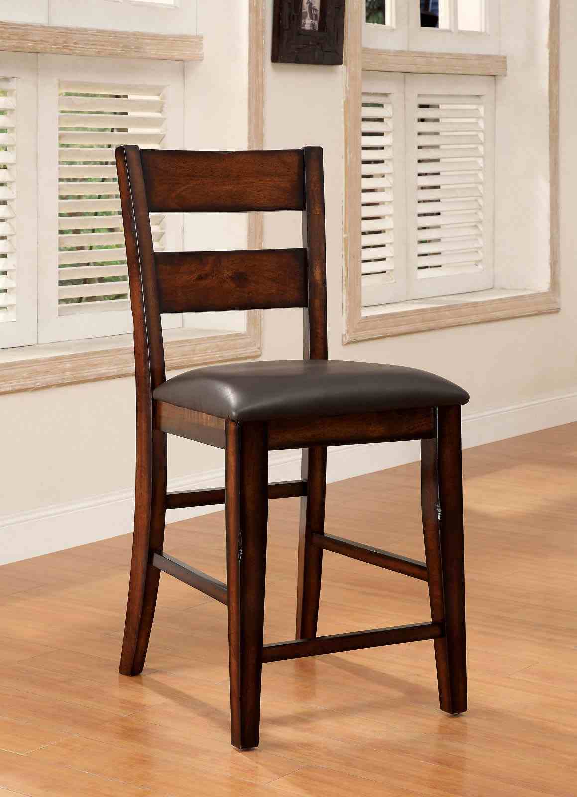 Dickinson Dark counter height chair, dark cherry frame, padded leatherette seat, front view