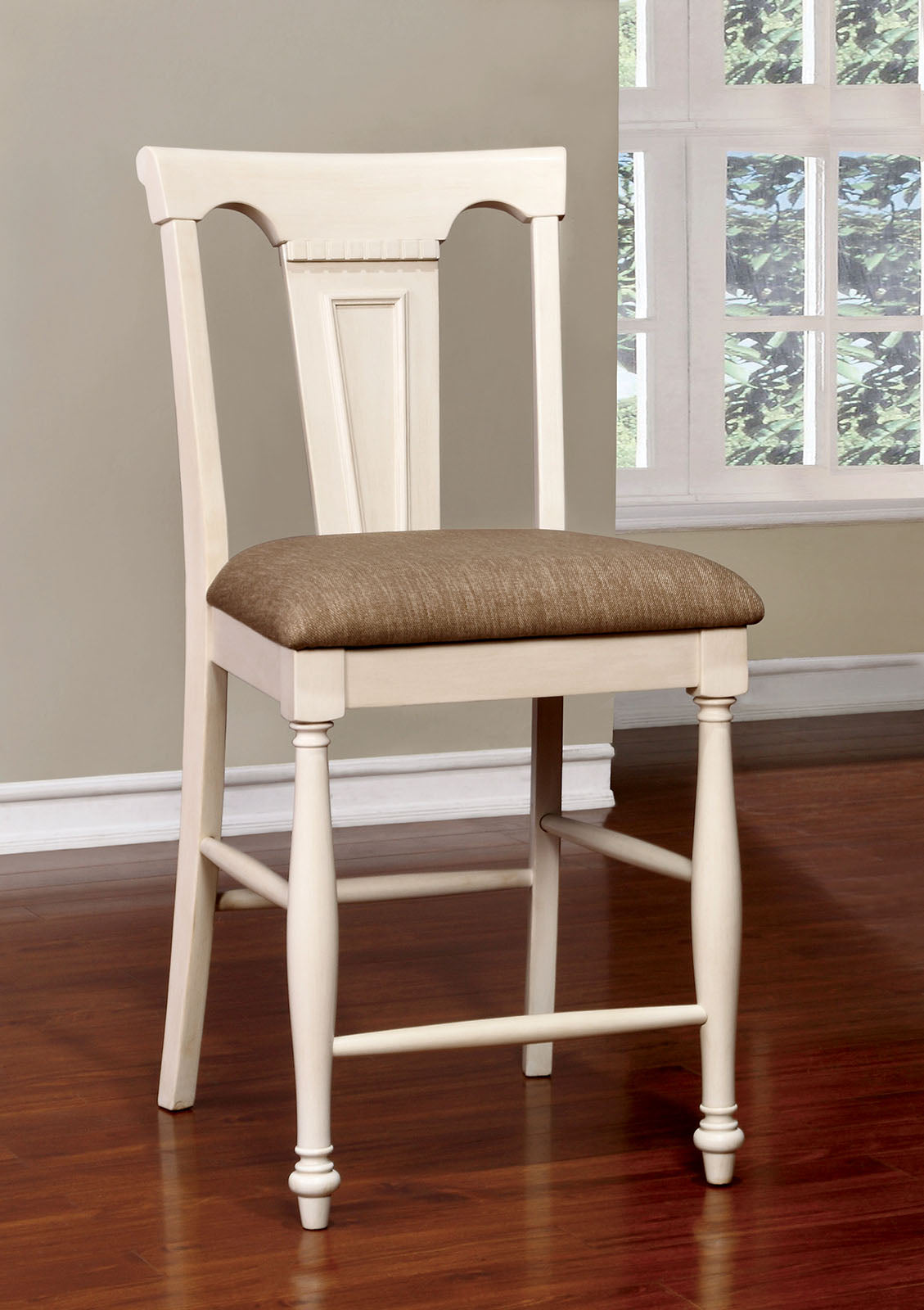 Sabrina Off-White/Tan Counter Height Chair from Furniture of America - Luna Furniture