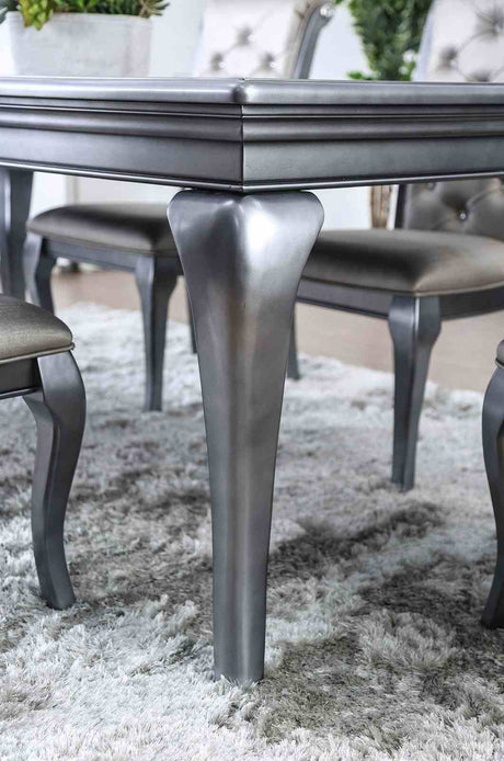 Amina Gray 9-Piece Transitional Glass Top Dining Room Set with 18" Expandable Leaf (Table & 8 Chairs) from Furniture of America - Luna Furniture