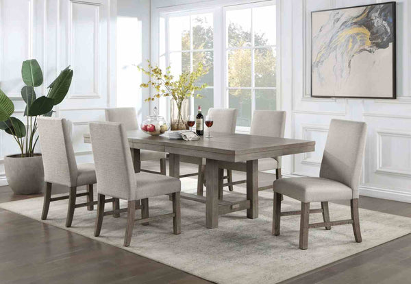 San Antonio Gray 7-Piece Rustic Fabric Dining Room Set (Table & 6 Chairs)