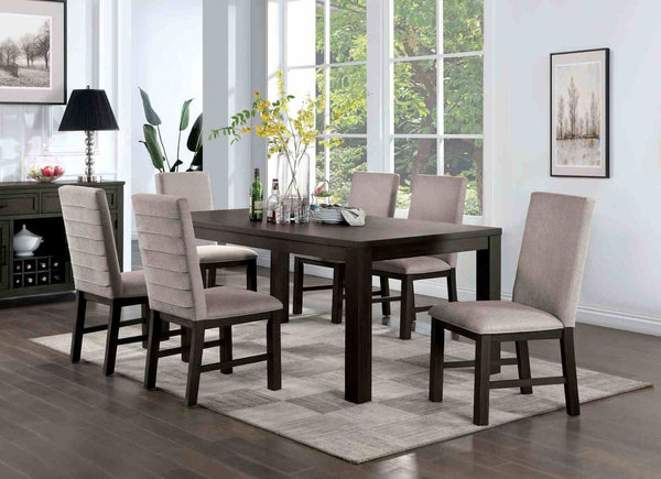 Umbria Antique Black/Gray 7-Piece Transitional Dining Room Set (Table & 6 Chairs)