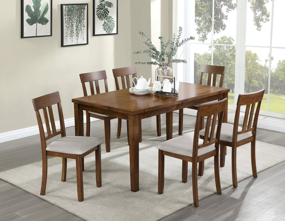 Medford Walnut/Beige 7 PC. Dining Table Set from Furniture of America - Luna Furniture