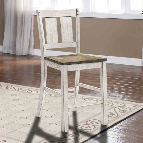 Dakota Antique White/Ash Brown 5-Piece Counter Height Set (Table & 4 Chairs) from Furniture of America - Luna Furniture