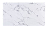 Valdevers Chrome dining table top, white marble-look sintered stone with gray veining, top view