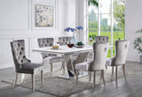 Valdevers Chrome 7-Piece Glam Stainless Steel Dining Room Set (Table & 6 Chairs) from Furniture of America - Luna Furniture