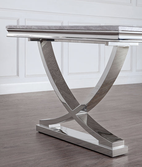 Wadenstil Chrome 78"W Glam Sintered Stone Top Dining Table from Furniture of America - Luna Furniture