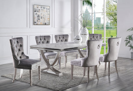 Wadenstil Chrome 78"W Glam Sintered Stone Top Dining Table from Furniture of America - Luna Furniture