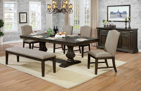 Faulk Espresso/Warm Gray 6-Piece Transitional Dining Room Set (Table & 4 Chairs & Bench) from Furniture of America - Luna Furniture