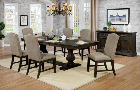 Faulk Espresso/Warm Gray 7-Piece Transitional Solid Wood Dining Table Set from Furniture of America - Luna Furniture