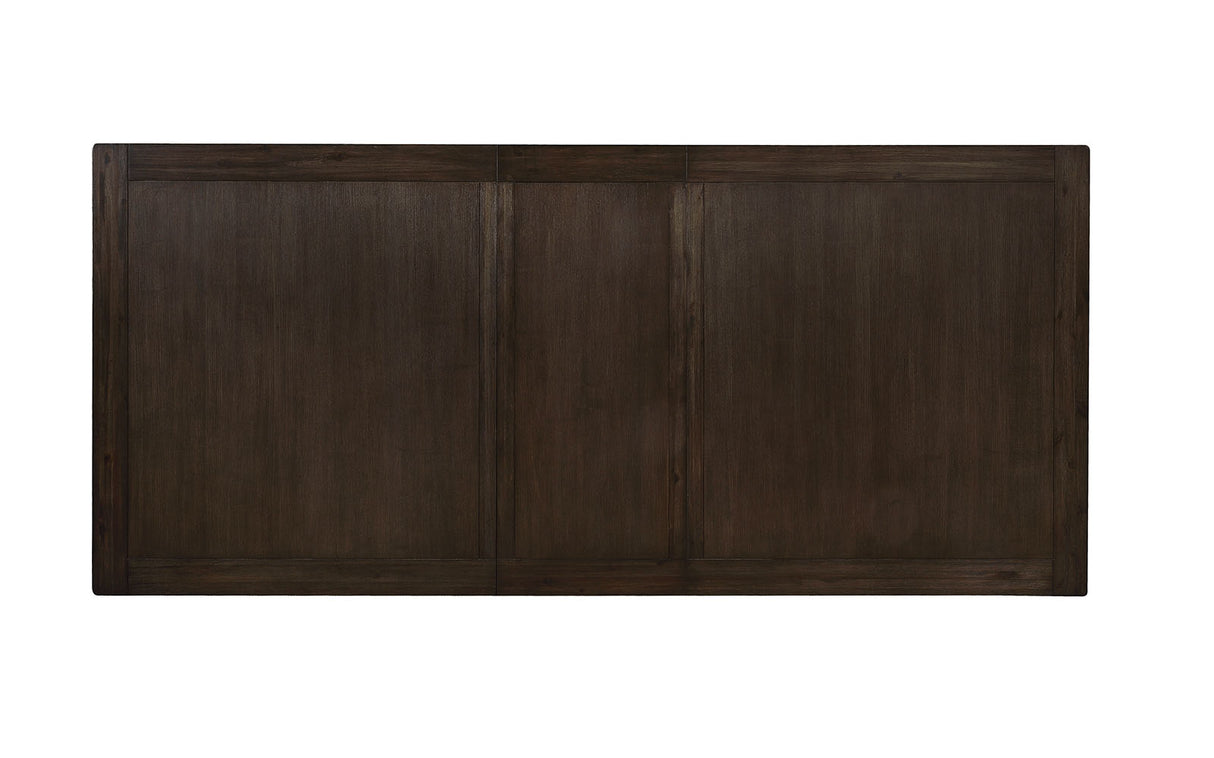 Faulk dining table top, dark espresso finish, rectangular overhead view