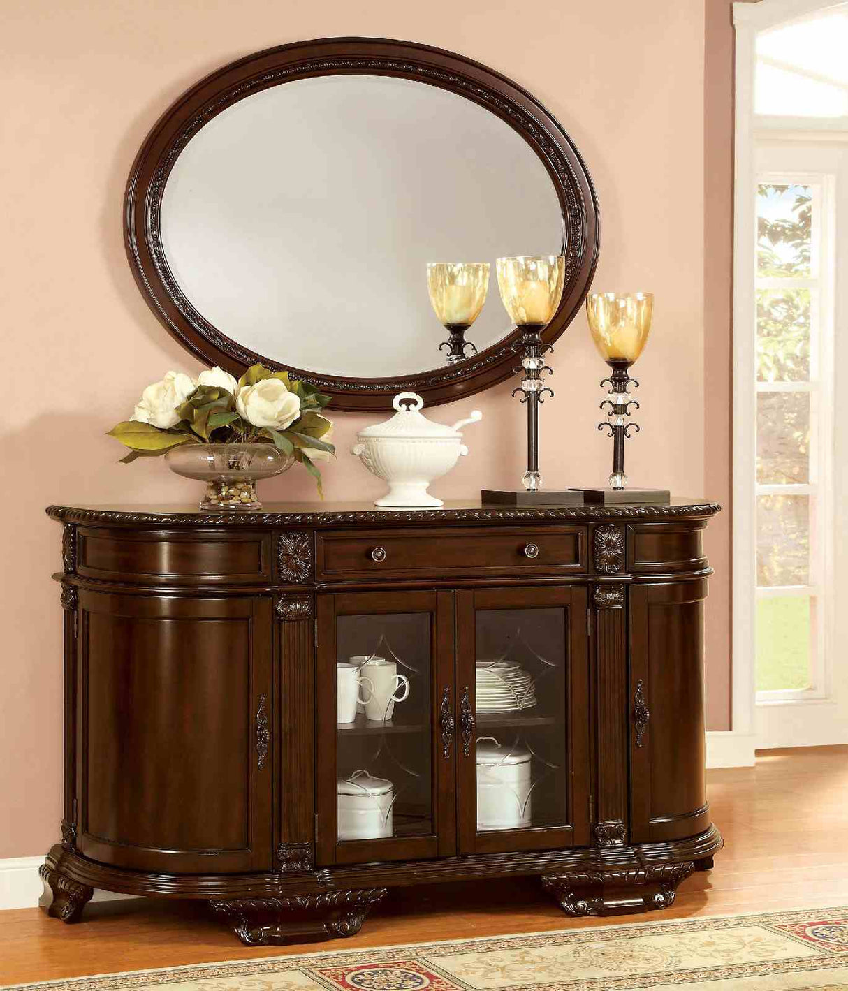 Bellagio Brown Cherry Mirror (Mirror Only) from Furniture of America - Luna Furniture