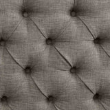 Sania Antique side chair, close-up of button-tufted blue-gray upholstery