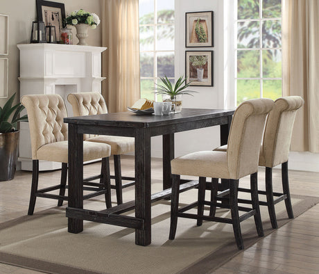 Sania Antique Black/Beige Counter Height Chair from Furniture of America - Luna Furniture