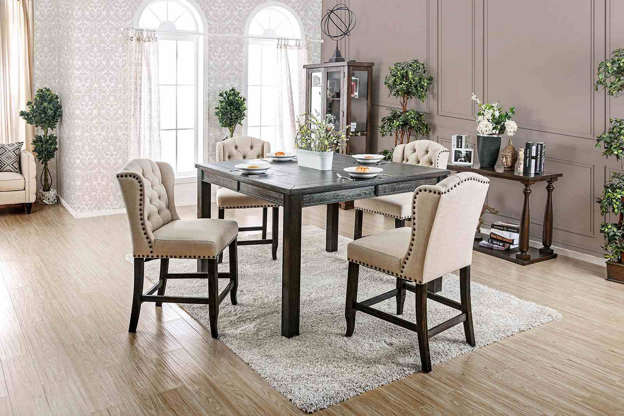 Sania Antique Black Counter Ht. Table from Furniture of America - Luna Furniture