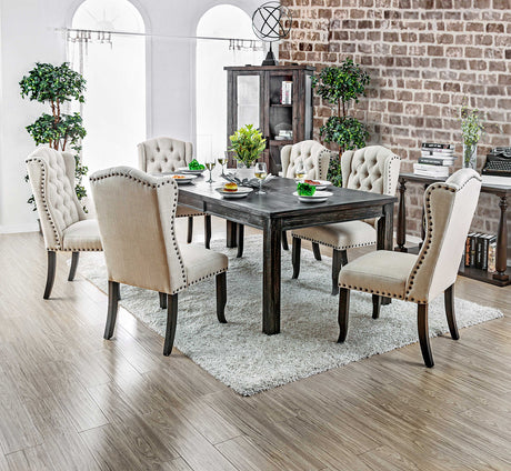 Sania Antique Black/Beige 84" Dining Table from Furniture of America - Luna Furniture
