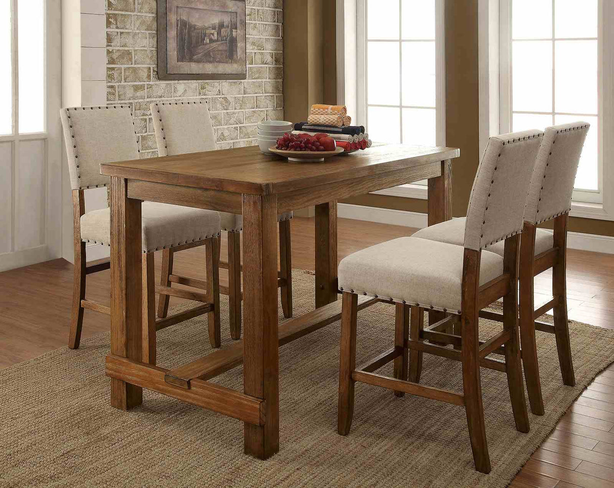 Sania Rustic Oak Counter Height Chair from Furniture of America - Luna Furniture