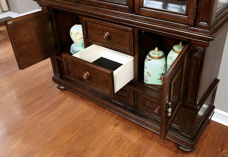 Alpena Brown Cherry Hutch & Buffet from Furniture of America - Luna Furniture