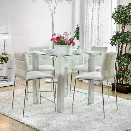 Richfield Silver/Chrome Counter Ht. Table from Furniture of America - Luna Furniture