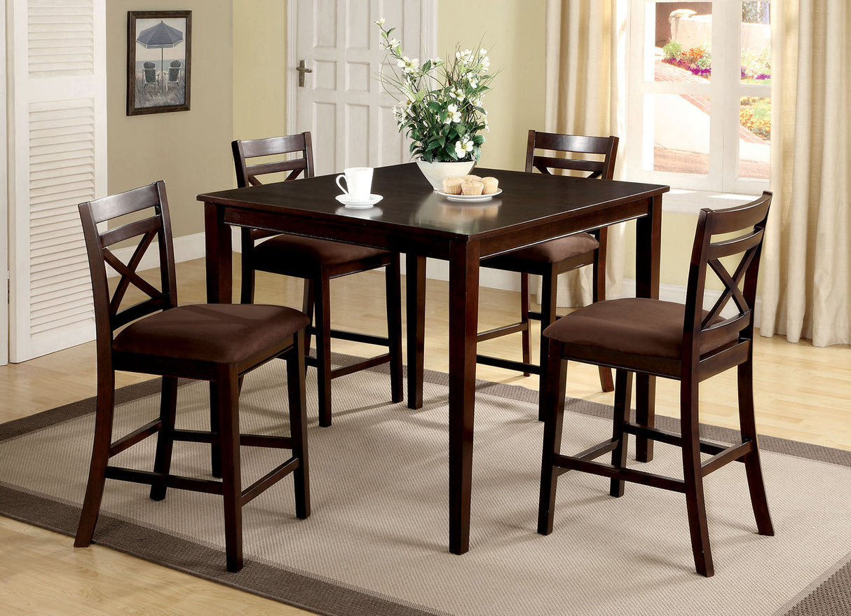 Weston Espresso 5 Pc. Counter Ht. Table Set from Furniture of America - Luna Furniture